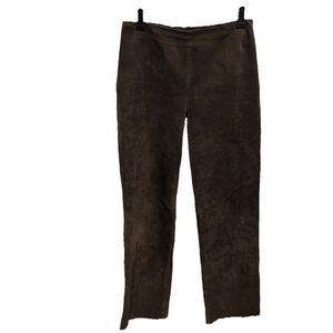 Ann Taylor Loft Real Leather Suede Lined Brown Straight Leg Pants Size 6